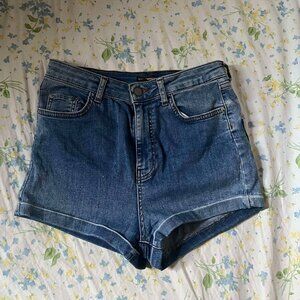 Pull & Bear High-Waisted Blue Shorts